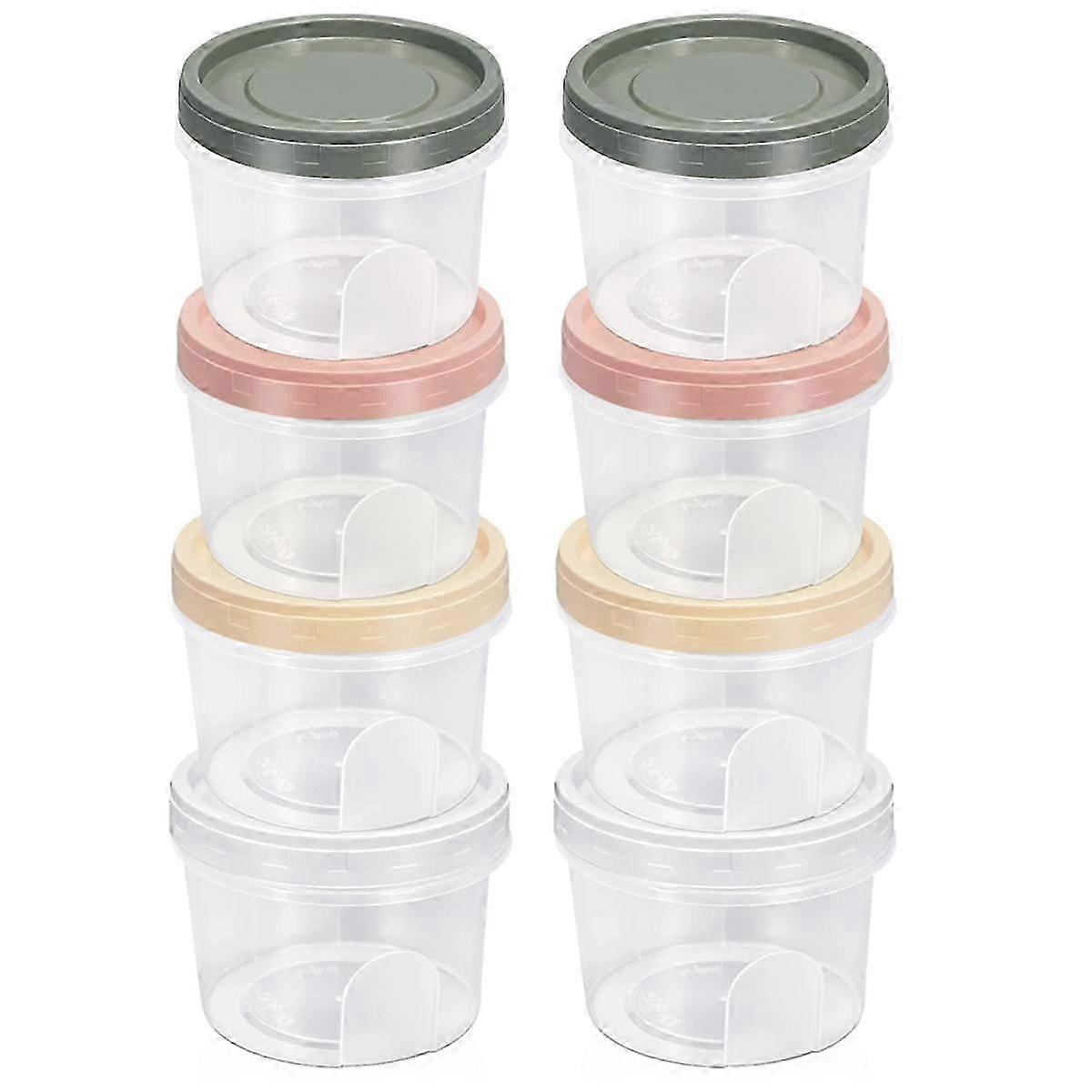 8PCS Round Plastic Containers with Lids, Reuseable Small Freezer Storage Container Jars with Screw