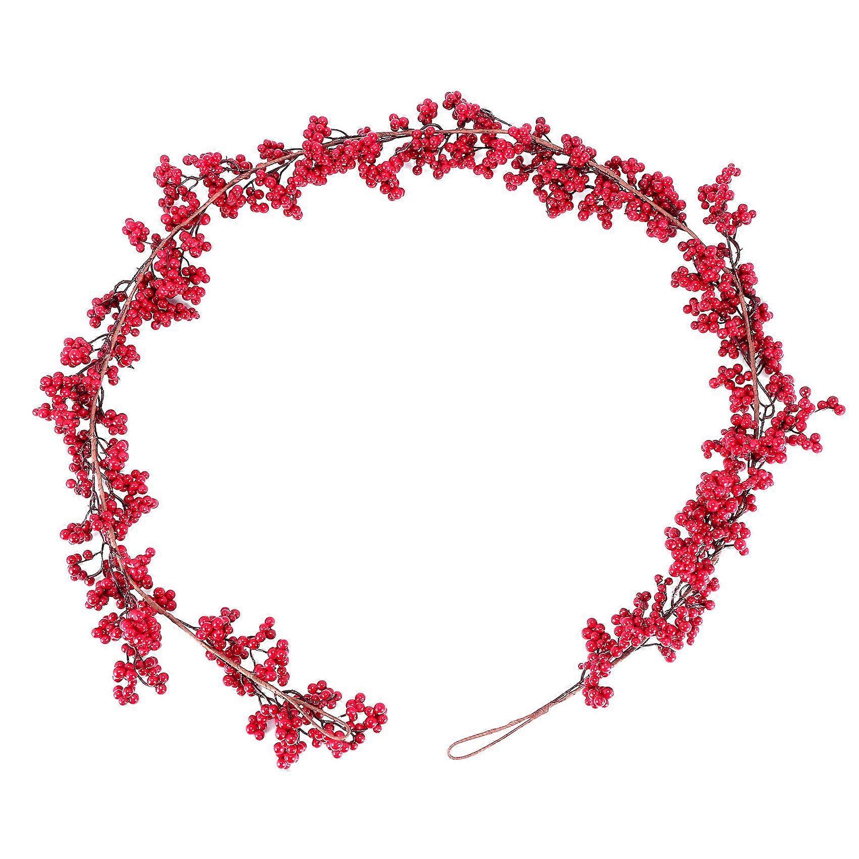 5.9 Ft Christmas Red Garland Artificial Burdy Red Pip Christmas Garland for Fireplace Decorations H