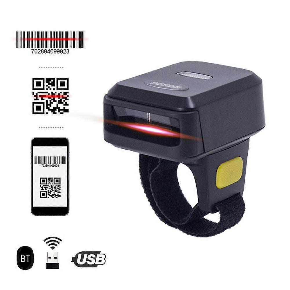 2D Barcode Scanner Portable Finger Handheld Wearable Ring 1D 2D Bar Code Reader BT+24G Wireless for Windows PC Computer