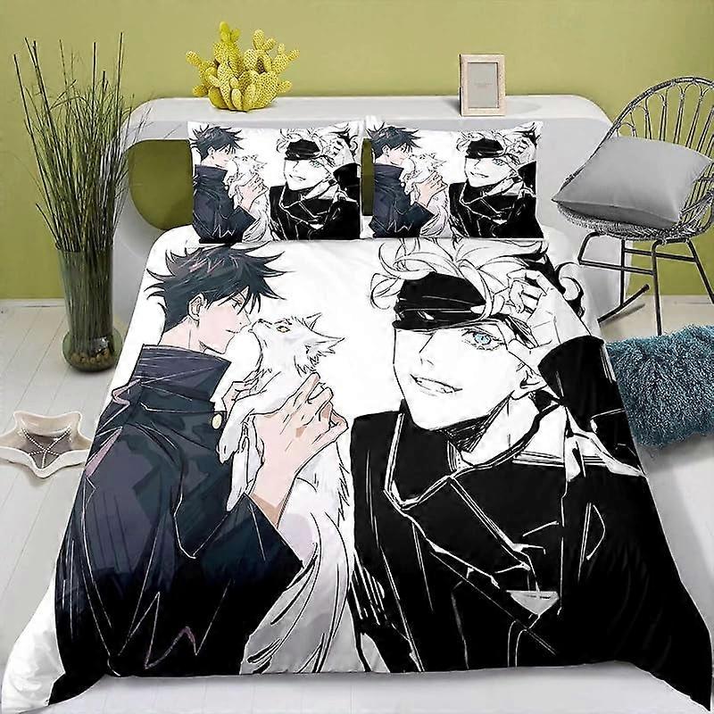 o32 Anime- Jujutsu- Kaisen- Bedding -Sheet Suk-una Yuj-i Itado-ri Twin -King -Queen Full -3pcs Qu-ilt Cov-er Pillo-w Cases Set nj32