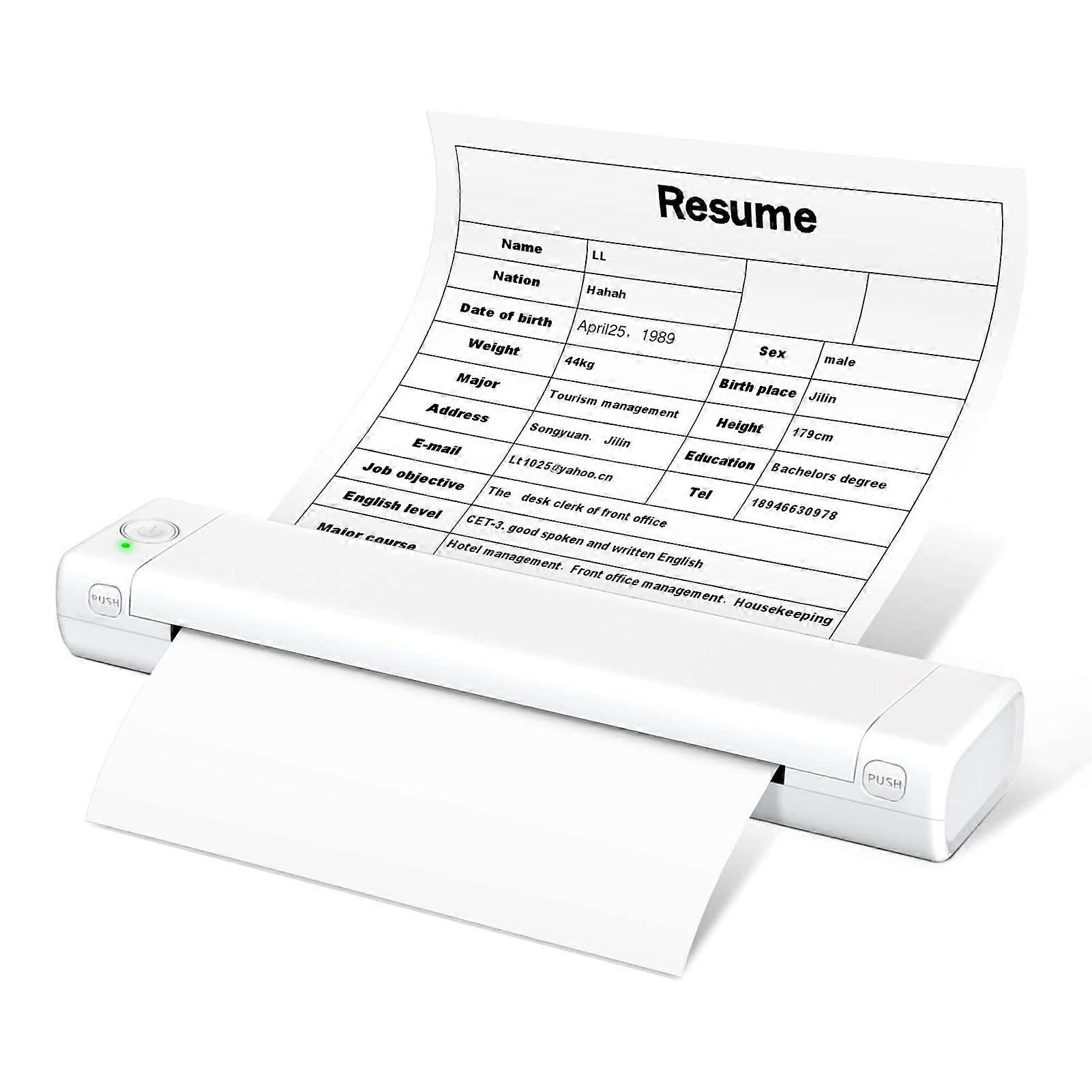 Small Mini Inkless Thermal Printer for A4 Rechargeable Lightweight Printer for Office Receipt