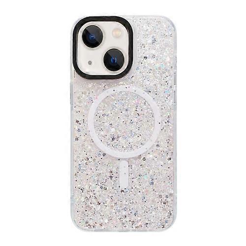 For iPhone 15 Gold Armor MagSafe Glitter Epoxy Mobile Phone Case