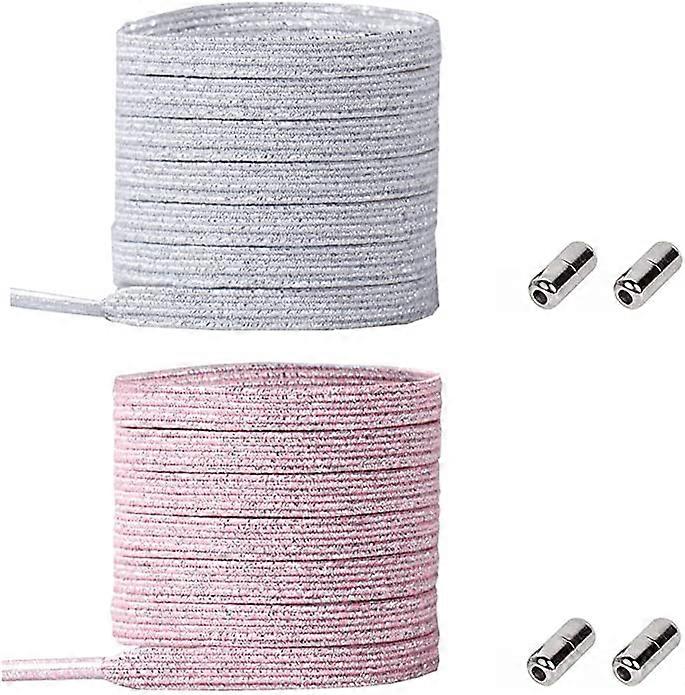 ZK-2pcs elastic laces silver powder + silver