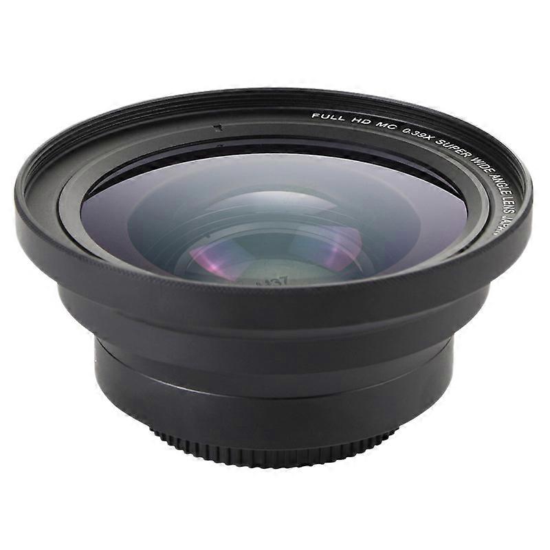 Obiettivo macro professionale da 37 mm + obiettivo grandangolare da 72 mm 0,39X Full HD per videocamera 4K nero