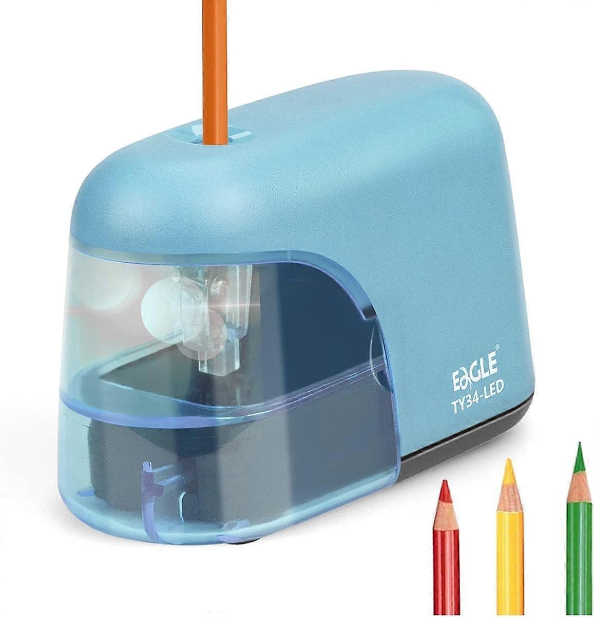 Electric Pencil Sharpener, Battery Powered Sharpener, LED Light Shinning During Sharpening, Portable, with Reusable and Replaceable Blade, Suitable fo