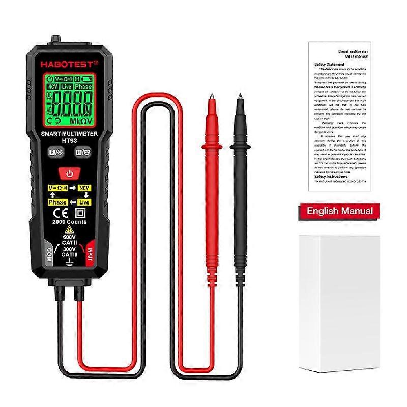 2000 Counts Voltage Meter Ohmmeter with Backlit Auto Off Digital Multimeter