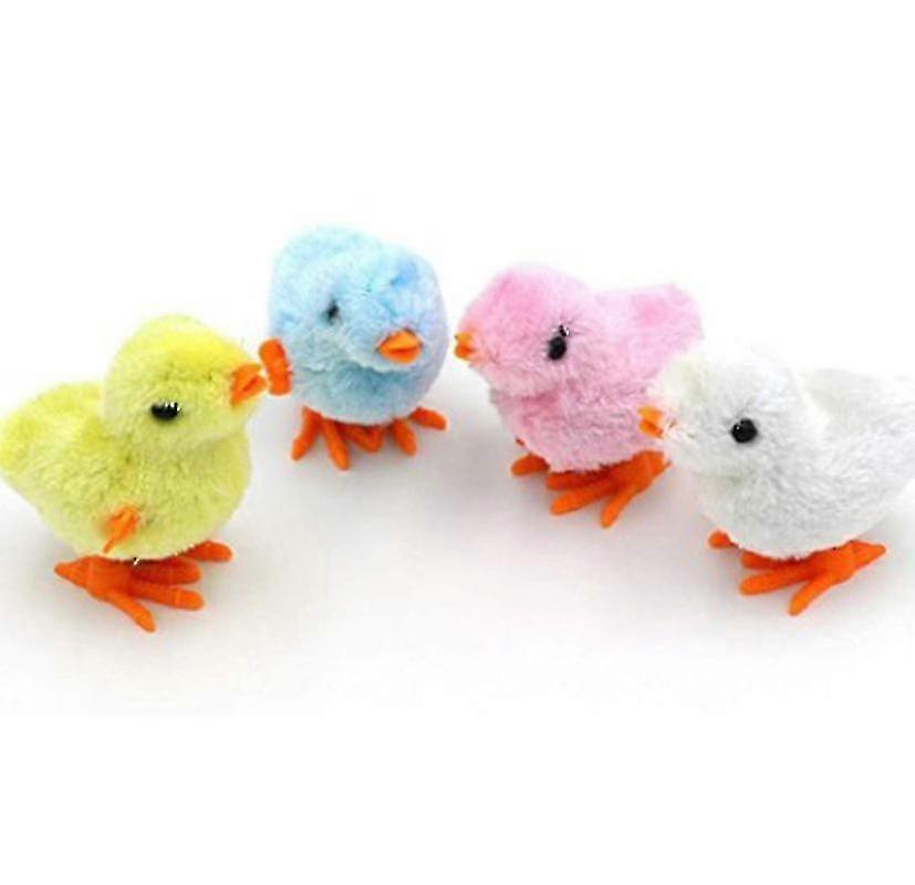 4 Pieces Fuzzy Chick Hopping Wind Up Toy Clockwork Chicken