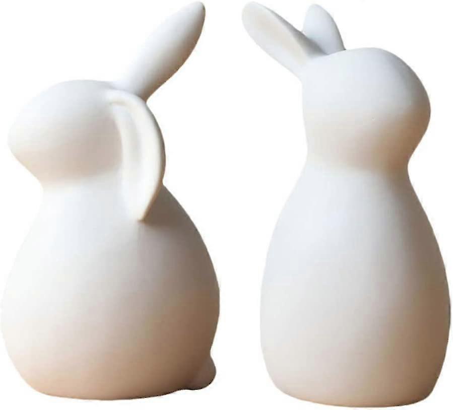 2 Pcs Rabbit Ornament Easter Bunny Bunny Creative Decorative Figurines Statue Ceramic Egg Figurine