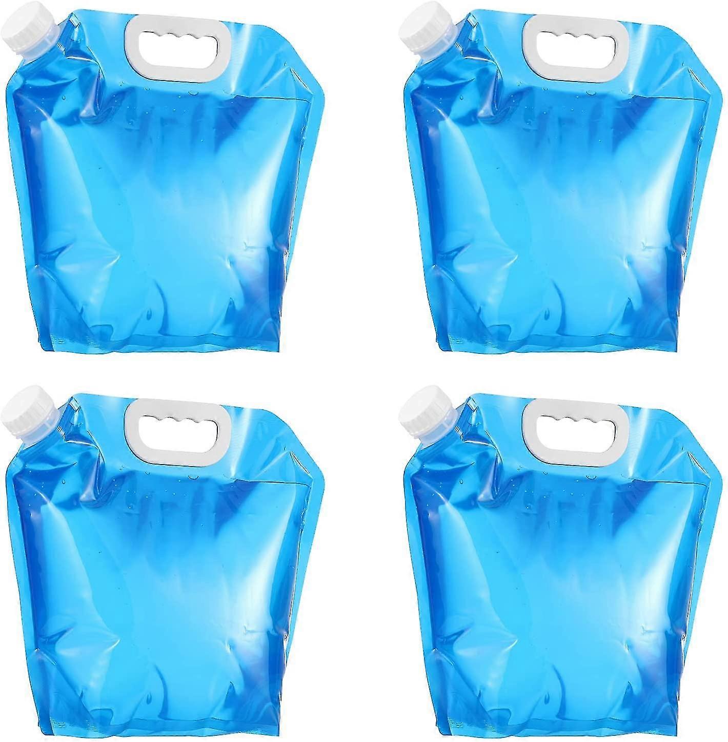 4 pcs 5l τσάντες νερού πτυσσόμενη τσάντα πόσιμου νερού πτυσσόμενος μεταφορέας νερού εμπορευματοκιβωτίων δεξαμενών νερού για την αθλητική οδήγηση πεζοπορίας στρατοπέδευσης ποδηλασίας - μπλε