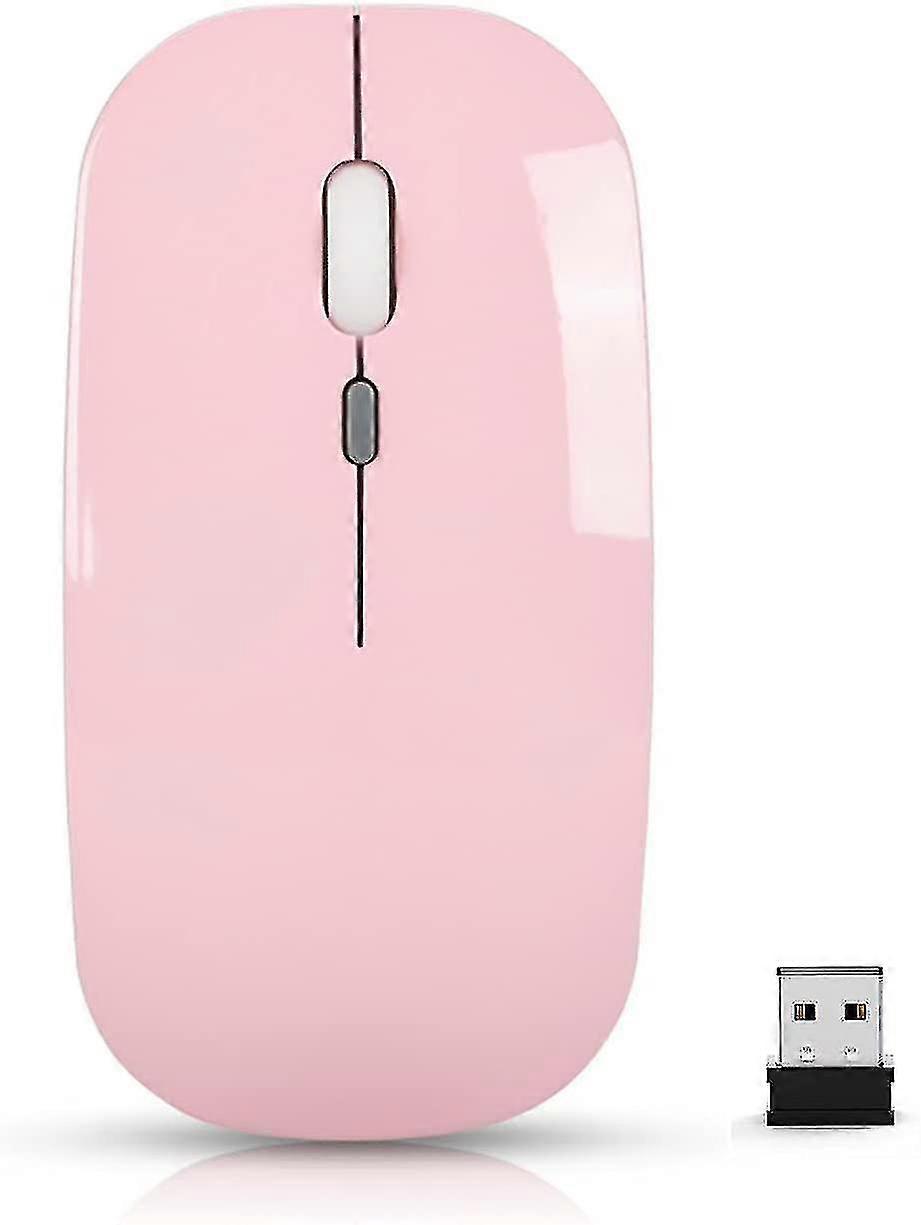 Wireless Computer Mouse Rechargeable Silent Mouse,2.4g Ultra-thin Usb Receiver Laser Mouse(pink)