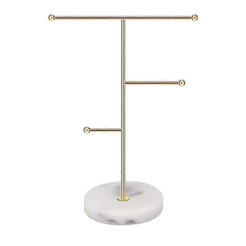 White Marble Pattern Simple Decorative Jewelry Necklace Stand Display Stand Ring Earring Storage