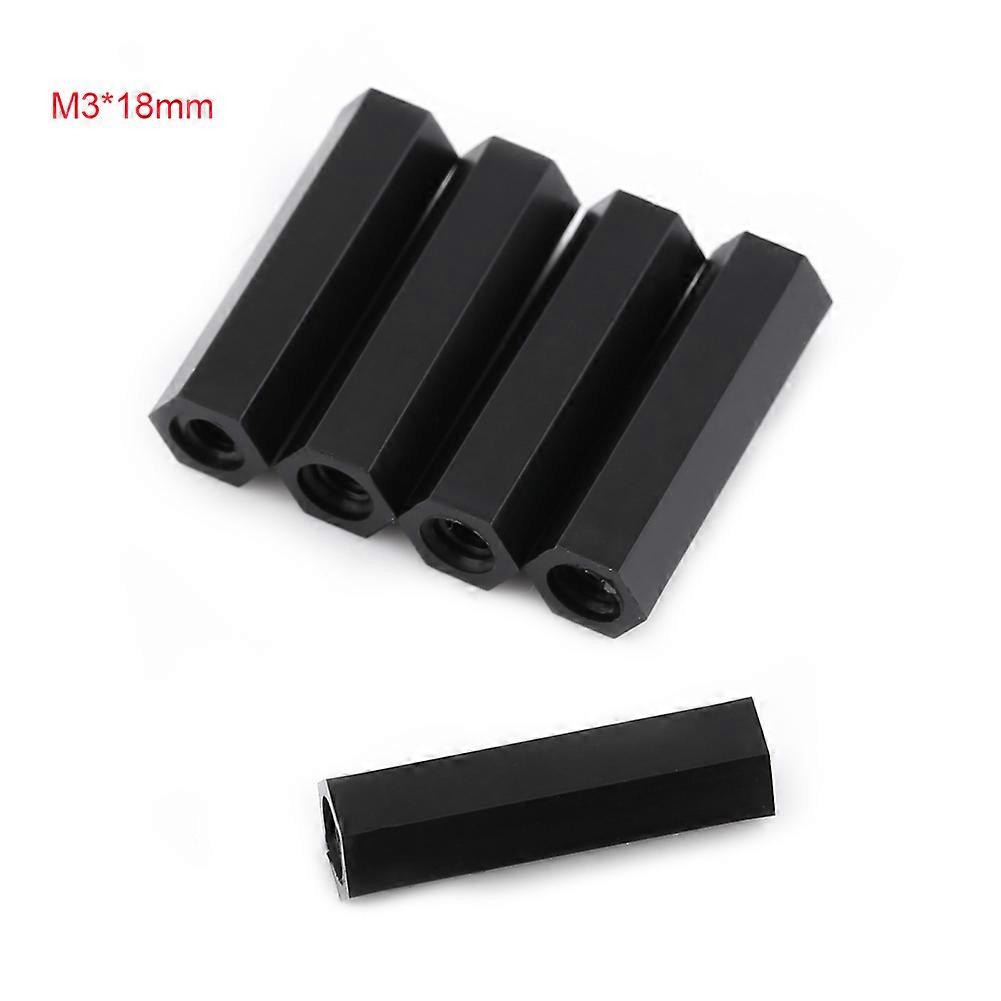 100Pcs μαύρο PA66 M3 θηλυκό x M3 θηλυκό δεκαεξαδικό κλωστή διαχωριστικό standoff (M3*18)
