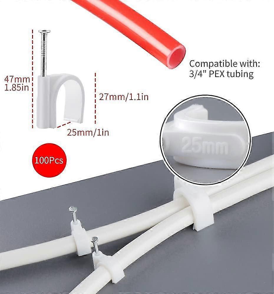 PATIKIL 70-Pack Half Clamp J-Hooks With Nails – 20mm PEX Pipe Clips For Tubing, Cable & CPVC – White, 40mm Nail