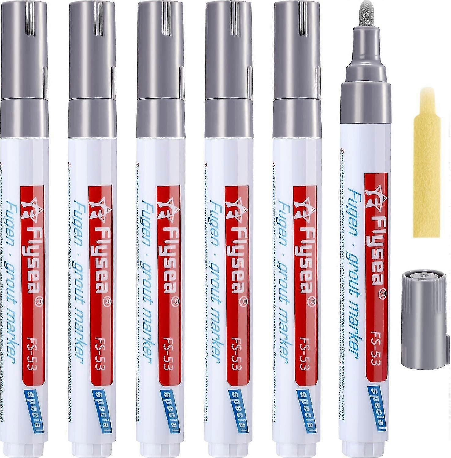 6 Tile Grout Pen Wall Grout Restorer Repair Marker Grout Filler Pen For Bathroom Floor Wall Tile Restoration (light Grey)