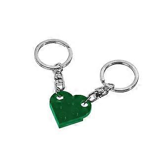 Matching Keychains for Couples   Necklace Split Heart  2 Piece  Two Set Gift Necklace (Green)