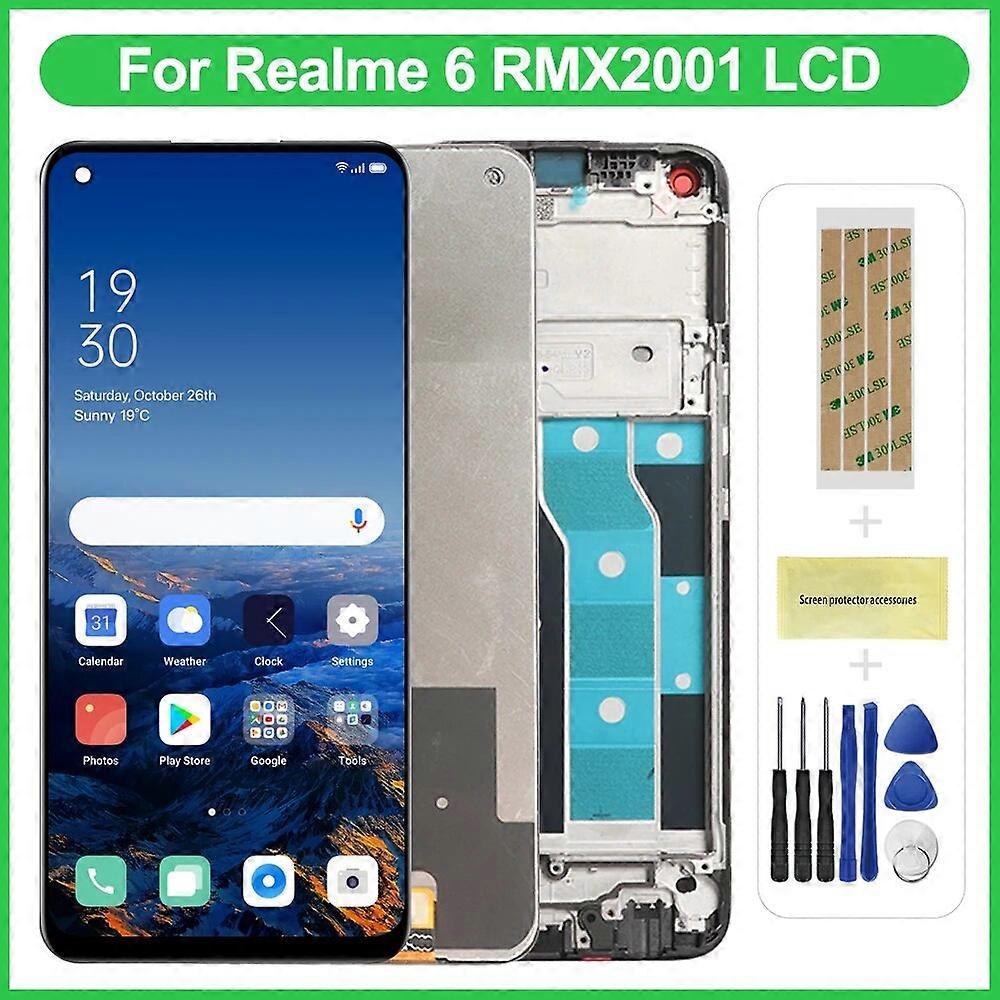 6.5" For OPPO Realme 6 LCD Display Touch Screen Digitizer With Frame Replacement Parts For OPPO Realme 6 Display RMX2001
