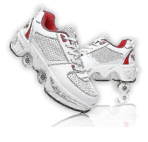 Double-rangée Deform Wheel Automatic Walking Shoes Invisible Deformation Roller Skate 2 In 1 Amovible Poulie Skates Skating Parkour