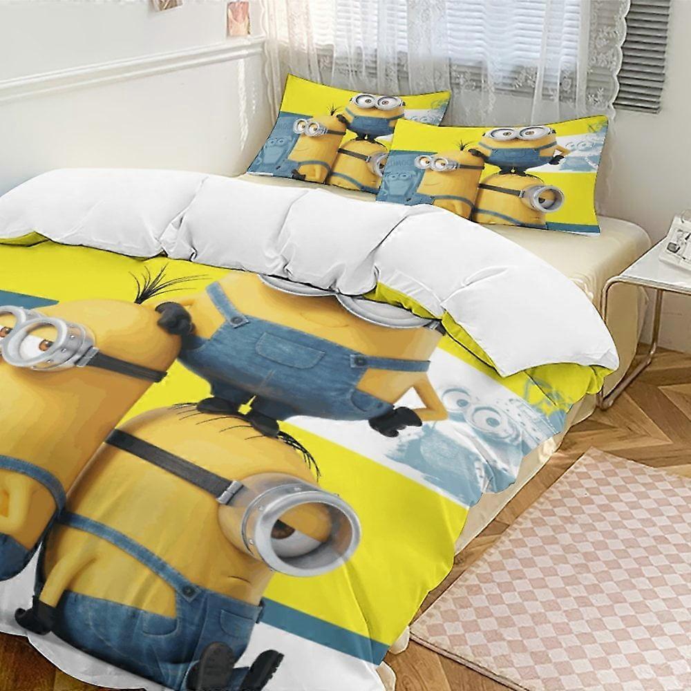 bedding set SX489 The three piece bedding set for Minions is a warm and comfortable soft duvet cover with 1 duvet cover and 2 pillowcases AC489