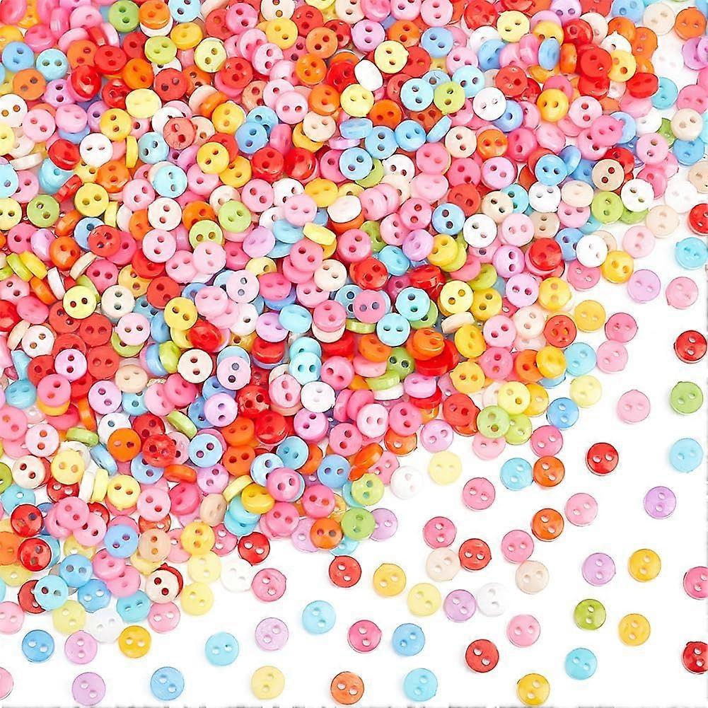 1000 Pcs Resin Button Colorful Tiny Buttons Flat Round Button Micro Button Decorative Buttons 6mm for Dolls Clothing Sewing Accessories