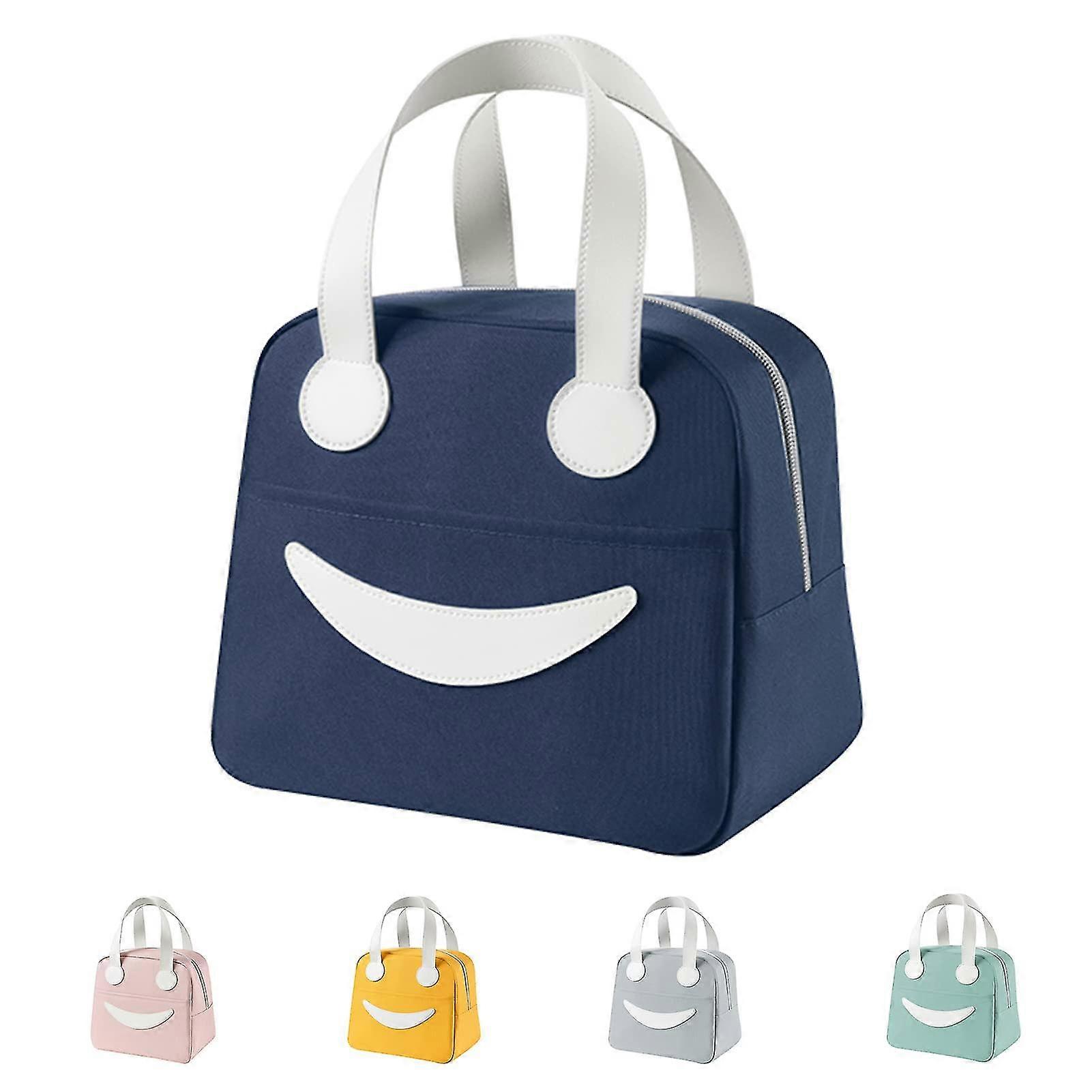 Insulated Cooler Smiley Lunch Bag Easy Clean Lunch Bag(blue)