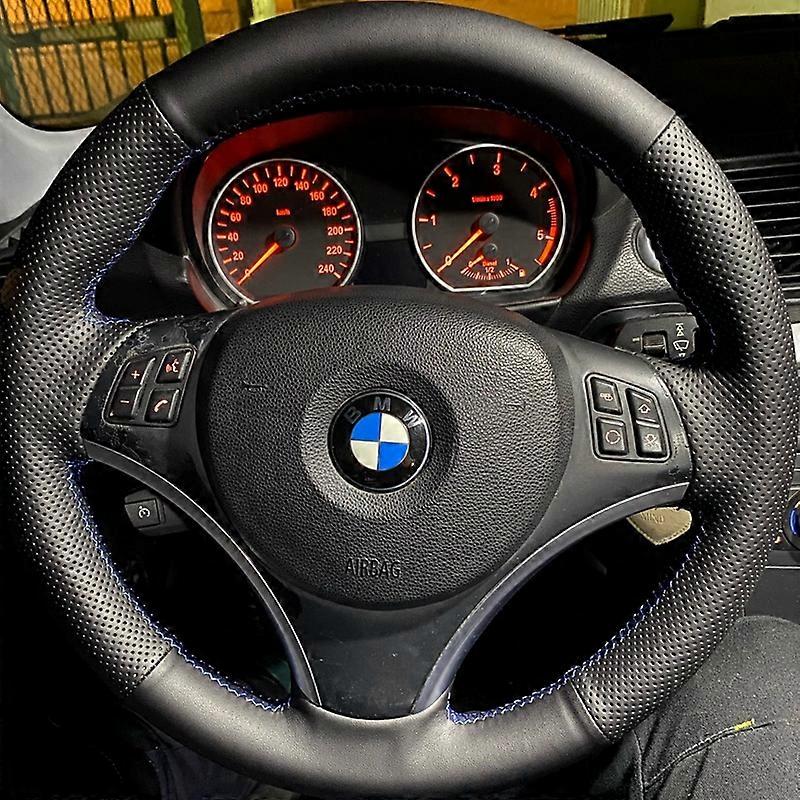 Car Steering Wheel Cover Black Artificial Leather Hand-stitched For BMW E90 E91 E92 E93 E87 E81 E82 E88 X1 E84 Car Accessories