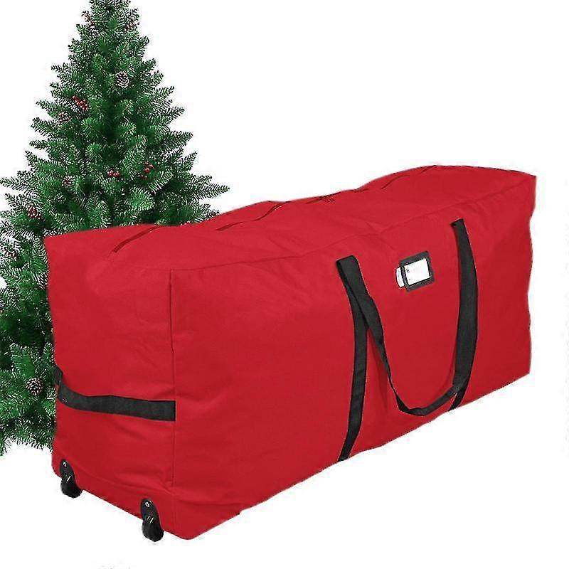 Christmas Tree Storage Bag Rolling With Sturdy Handle Large Bags,Red
