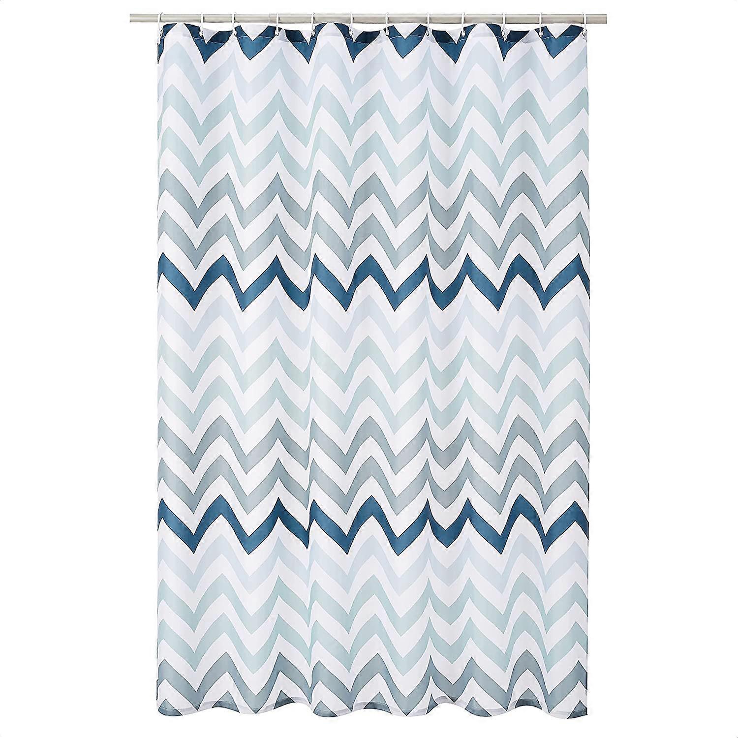 Cortina de Chuveiro em Tecido - 72 x 72 Polegadas, Azul Ombre Chevron para banheiro