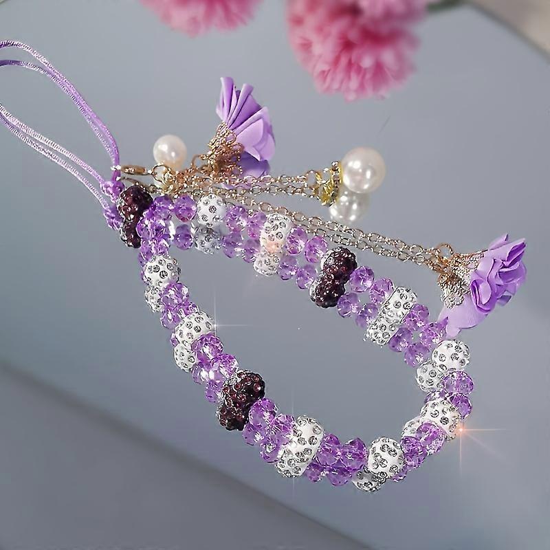 Glittering Crystal Phone Charm Case - Universal Fit with Sparkling Pendant, Short Chain & Wristlet Strap for Fashion-Forward Style and Secure Grip