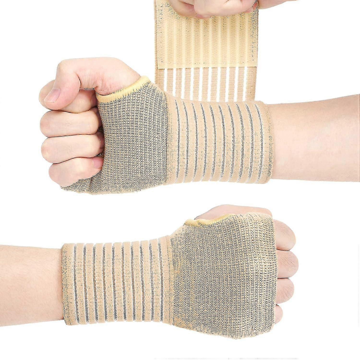 Handledsstöd, 2-pack elastiskt handledsstöd med rem, justerbar handledskompression lindrar handledssmärta, tendinit