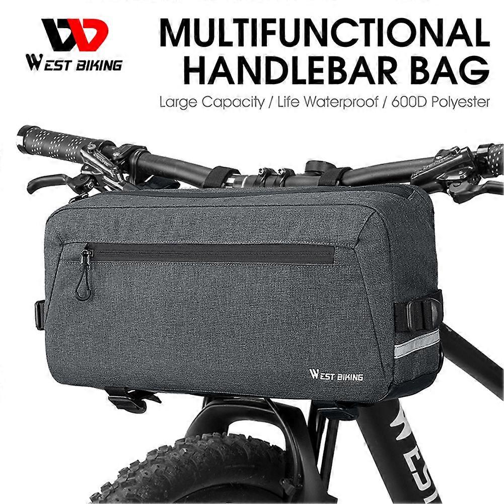 6.2L Bike Handlebar Bag WEST BIKING Multifunctional Large Capacity Bicycle Handlebar Basket Pack Reflective Cycling Accessories