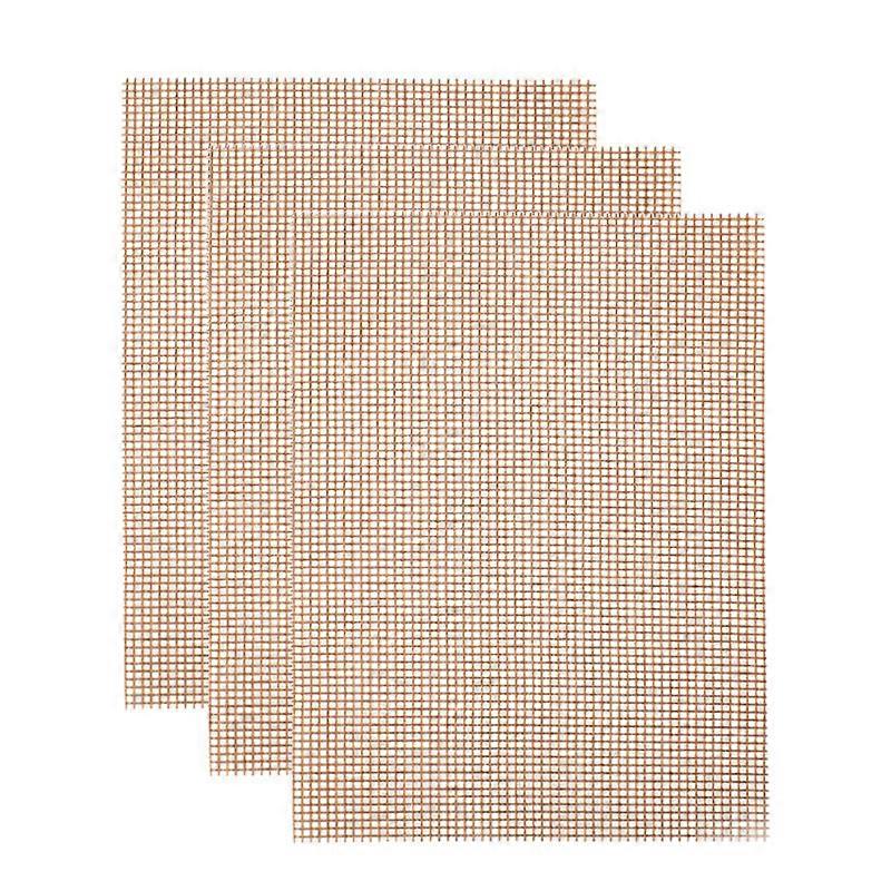 Set of 3 BBQ Baking Mats Rectangular Barbecue Mat Non-Slip Reusable Cuttable Oven Mat for BBQ,Brown,40x30cm