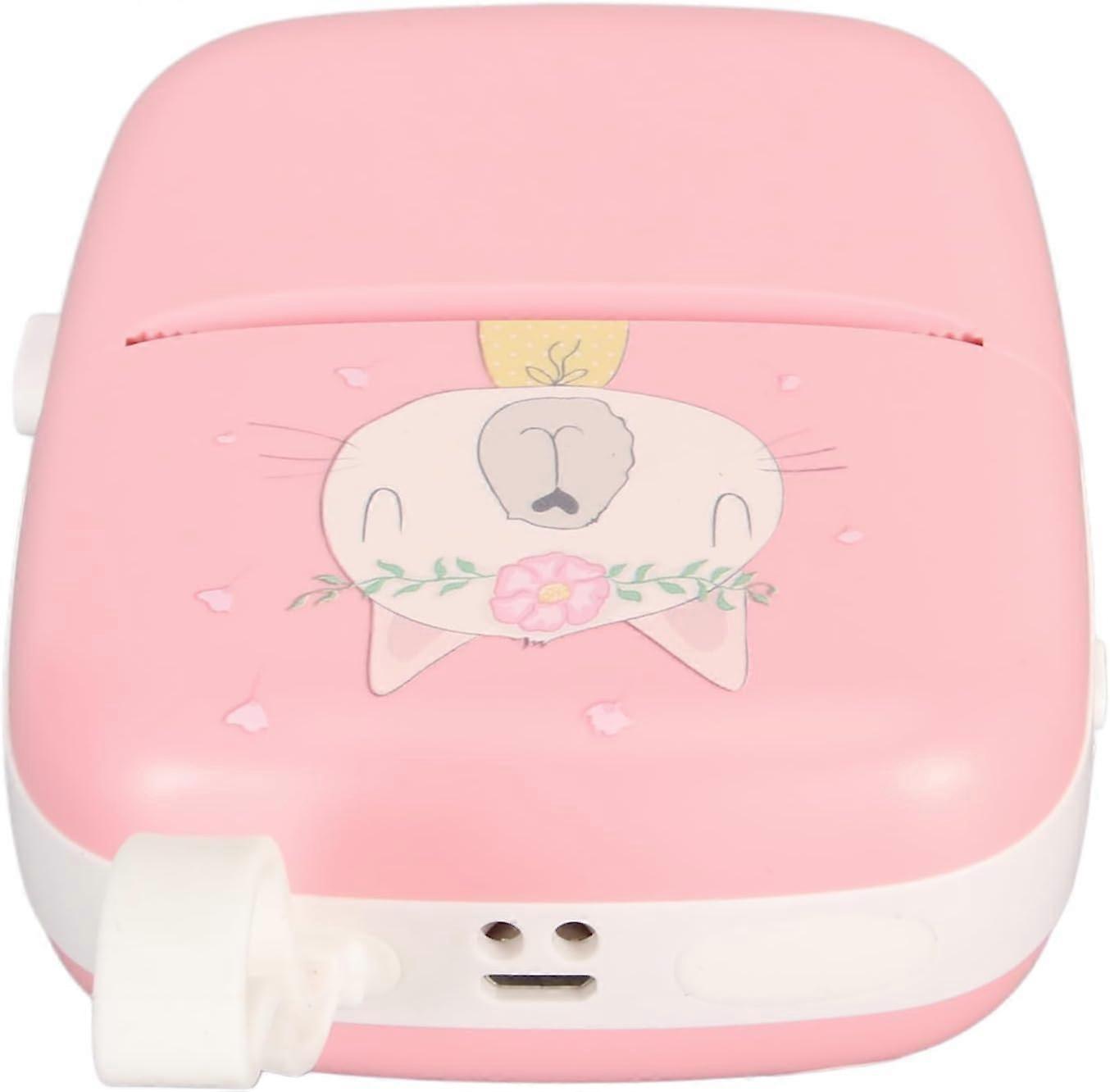 Label Paper Printer, USB Charging Easy Operation Mini Thermal Printer Compact Size ABS Housing for Printing Photos Notes Codes (Pink)