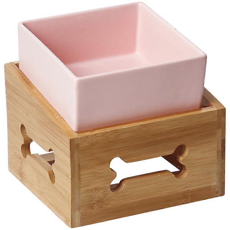 Linear Grey Stoneware Dog Bowl