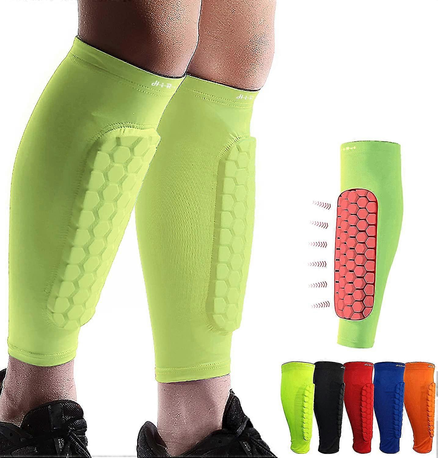 Soccer Shin Guards Shin Pads Για Παιδιά Νεολαία Ενήλικας, Μανίκι συμπίεσης μοσχαριών Με Κυψελωτά ΜαξιλάριαΦωτεινό κίτρινο/μεσαίο