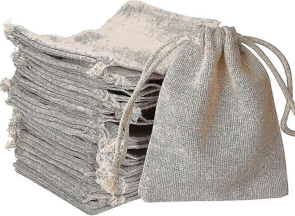 30pcs Cotton Drawstring Bags, Burlap S Bag With Drawstring Fabric Bags