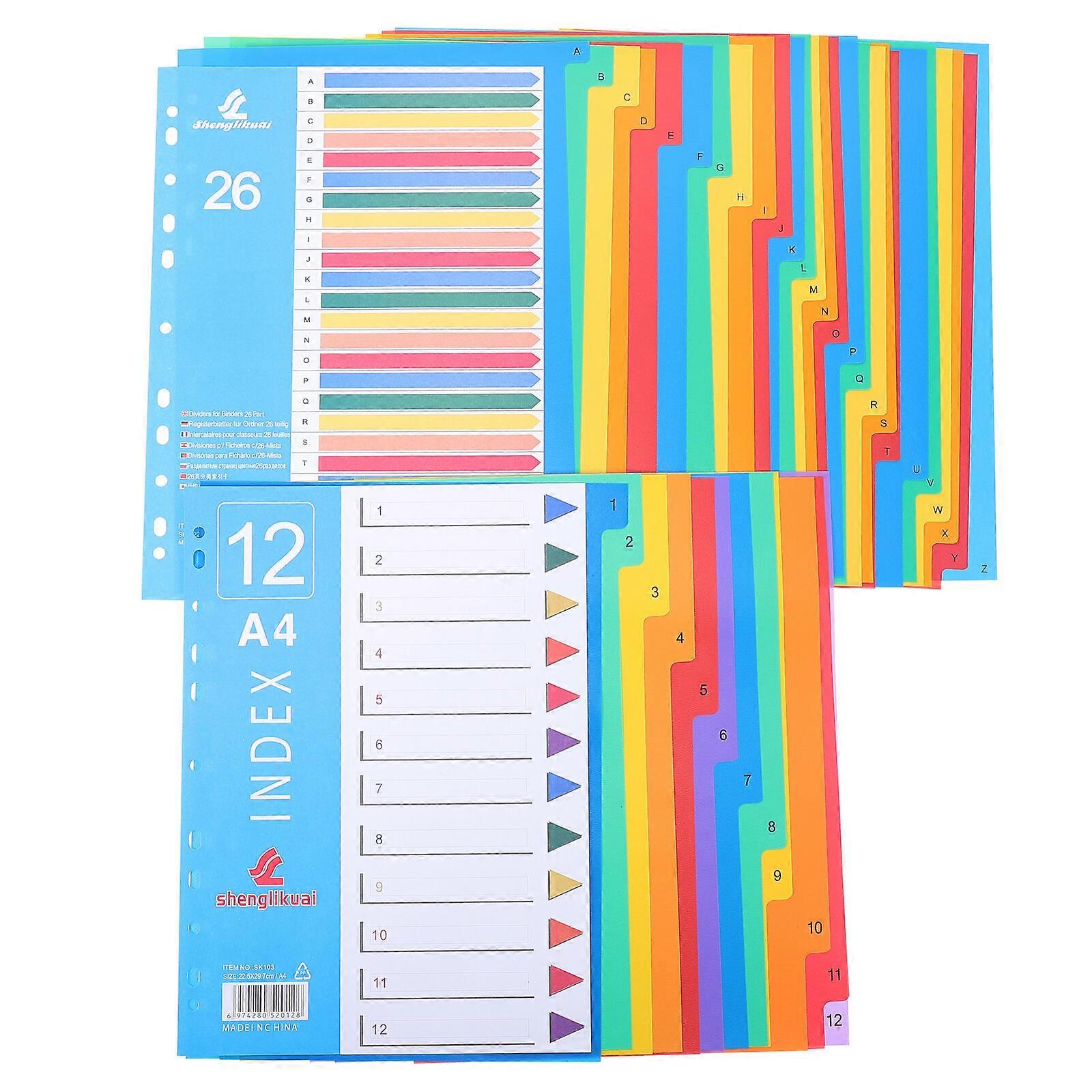 38Pcs Έγχρωμος διαχωριστής φακέλων Ευρετήρια χαλαρά φύλλα Διαχωριστικές καρτέλες Πλαστικό διαχωριστικό