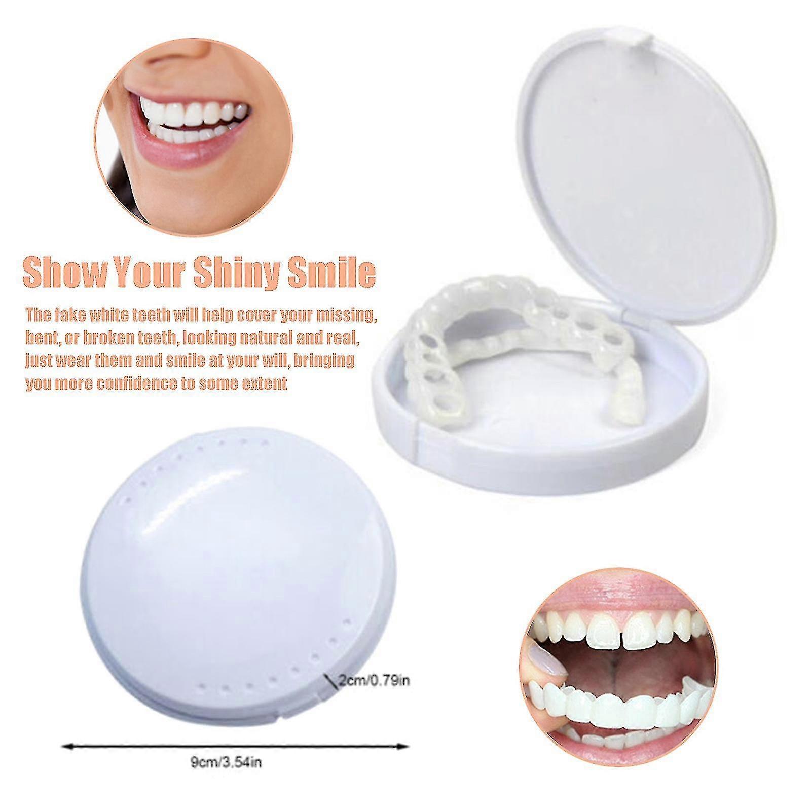 Snap On False Teeth Upper & Lower Dental Veneers Dentures Tooth Cover Set