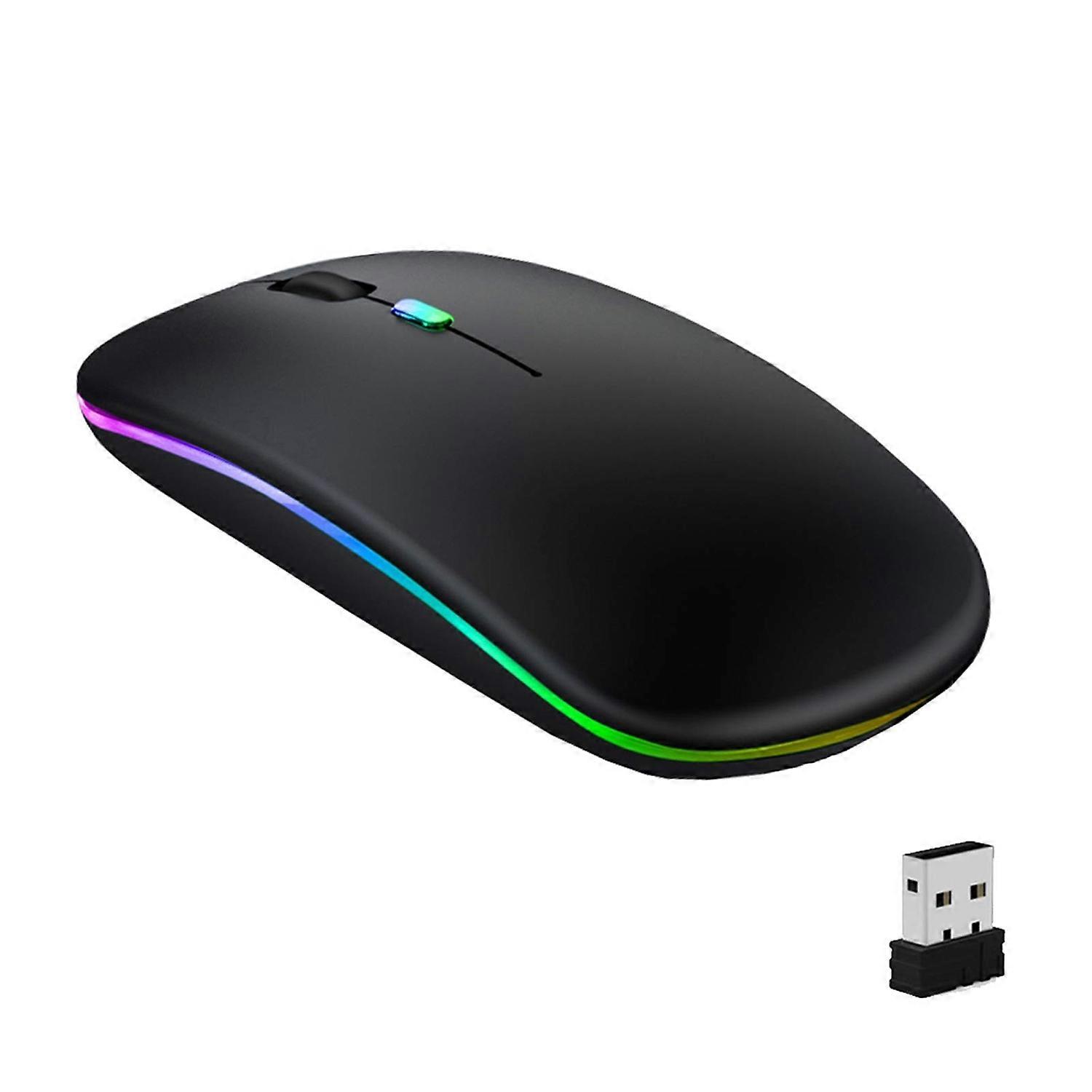 Wireless Mouse,LED Mouse(BT 5.1+2.4G) Rechargeale&Noiseless Bluetooth Mouse,2.4G Wireless