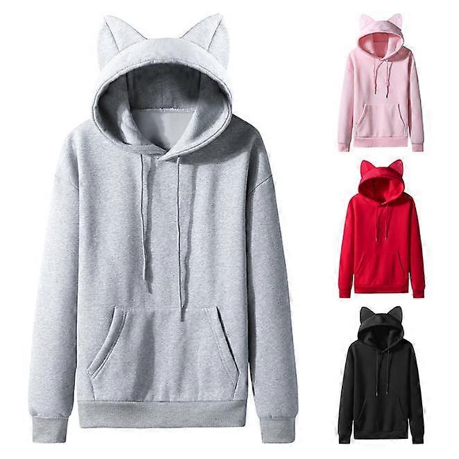 Donna Cat Ear Design Casual Manica lunga Felpa con cappuccio felpa con cappuccio Felpa con cappuccio