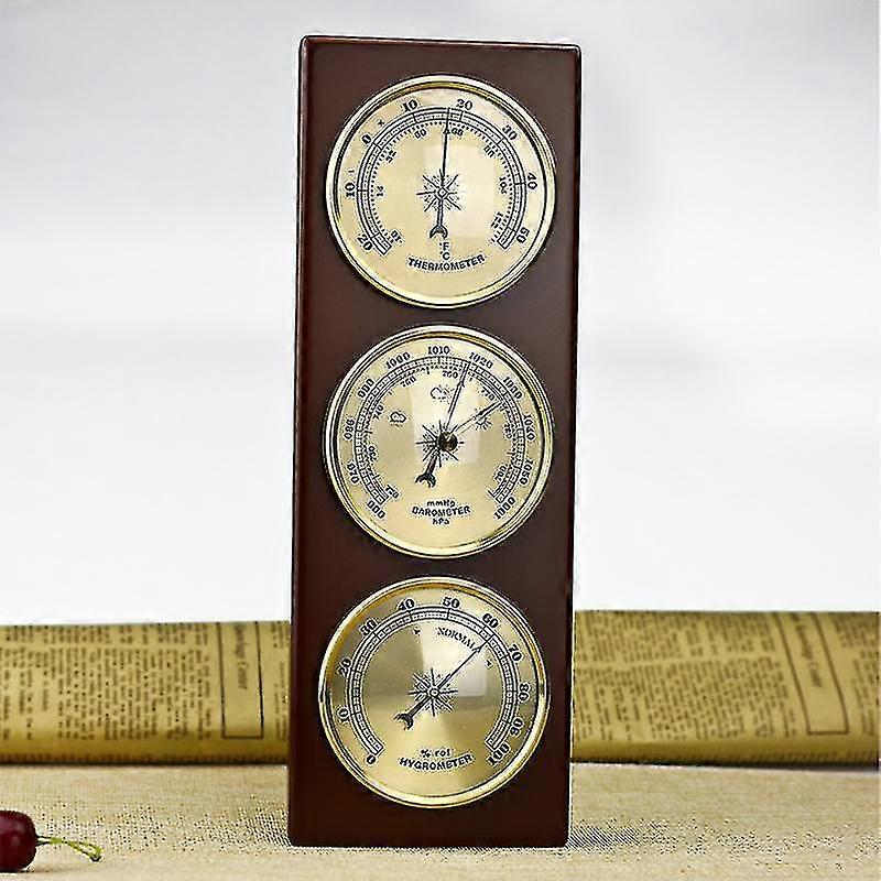 アナログウェザーステーション、無垢材、気圧計、温度計、湿度計、周囲温度制御TW用