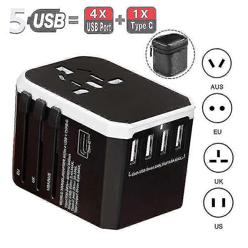 2000w universell omformer reiselader strømadapter med USB-porter 5.6a smart telefon rask lading verdensomspennende konverteringsplugg