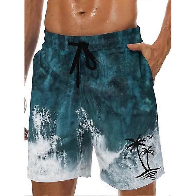 Men's Swim Trunks Hawaiian Bathing Mesh Lining Suit Swimsuits Beach Shorts