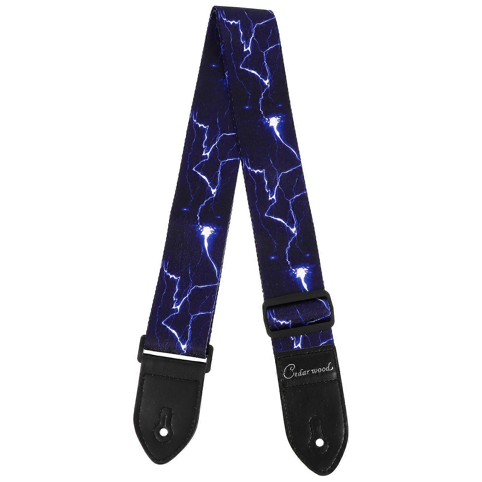 Adjustable Guitar Strap Polyester Instrument Shoulder Strap (Blue Lightning)