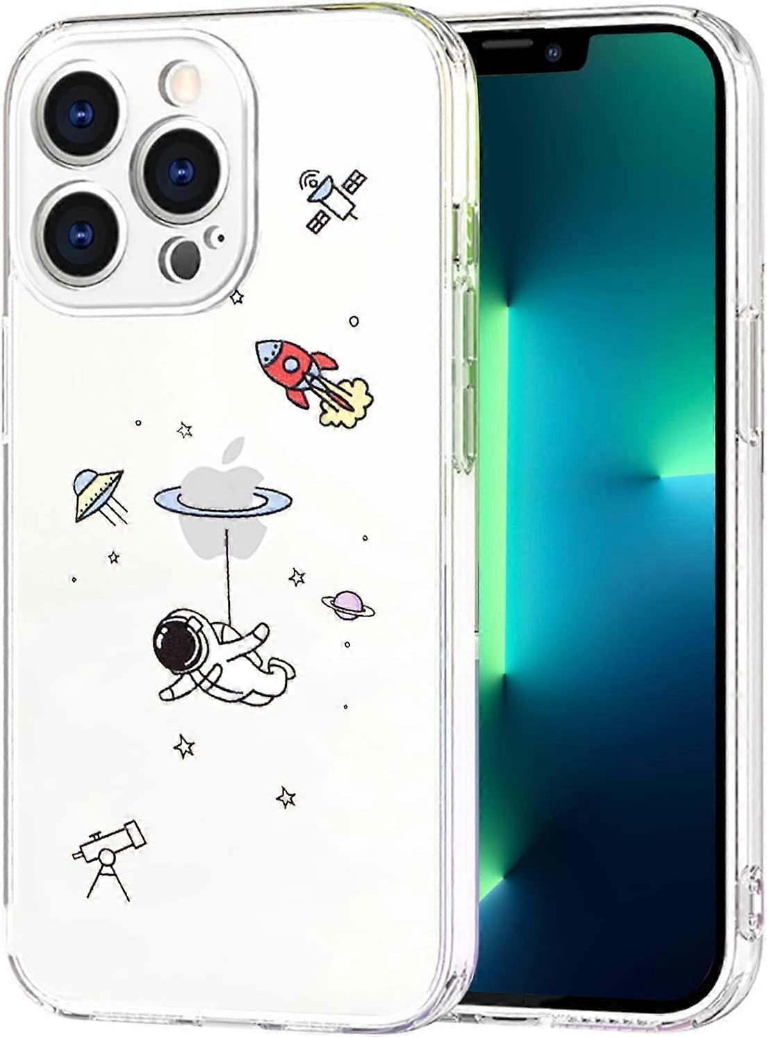 Compatible for iPhone 13 Pro Case Clear Cute with Astronaut Outer Space Planet Star Creative Pattern,Soft TPU Shockproof Slim for iPhone 13 Pro-Fly