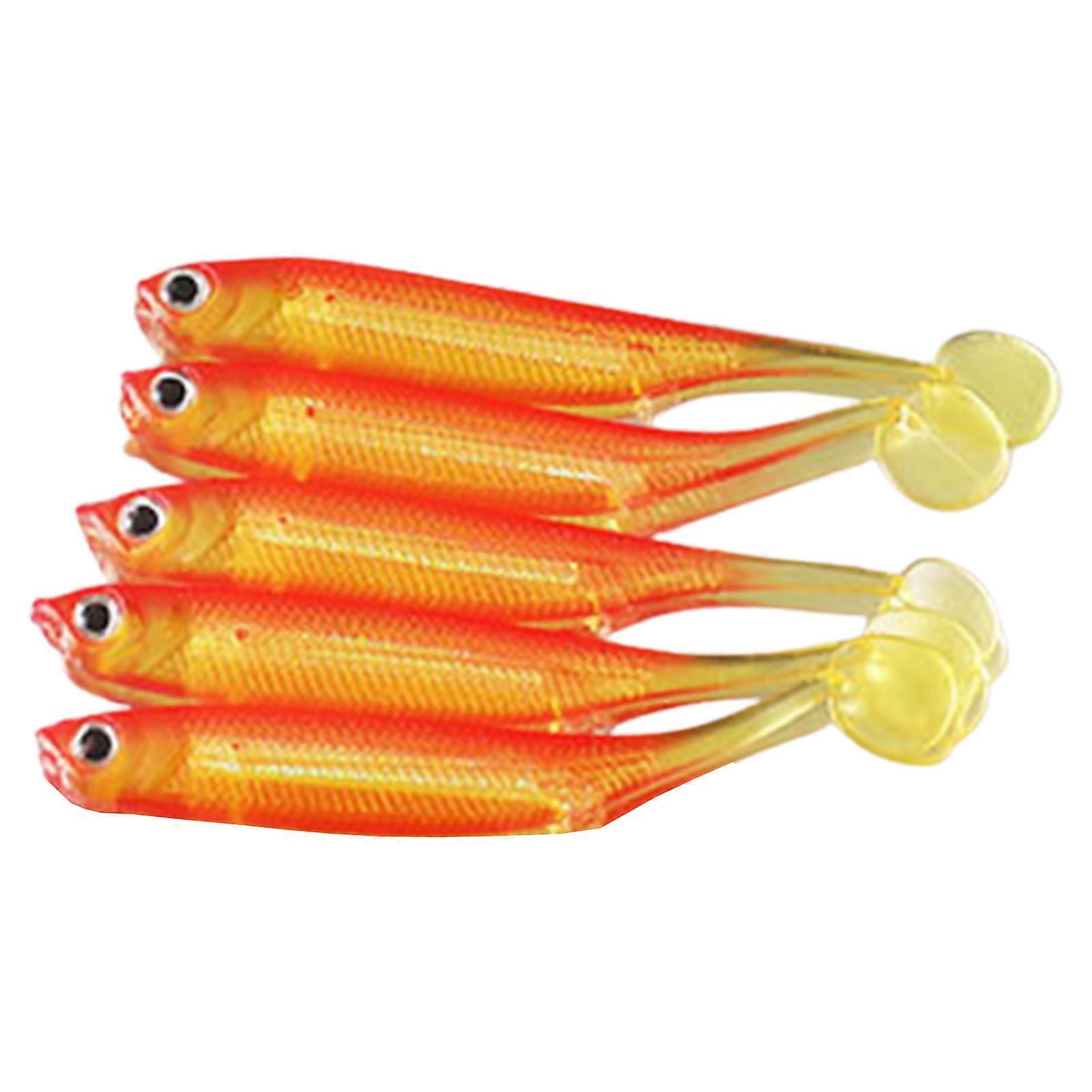 QingHai 5Pcs Soft Bait All-water Applicable 3D Fisheye Simulation Realistic Tempting Angling PVC Road Bait T-tail Soft Lure Outdoor Fishing