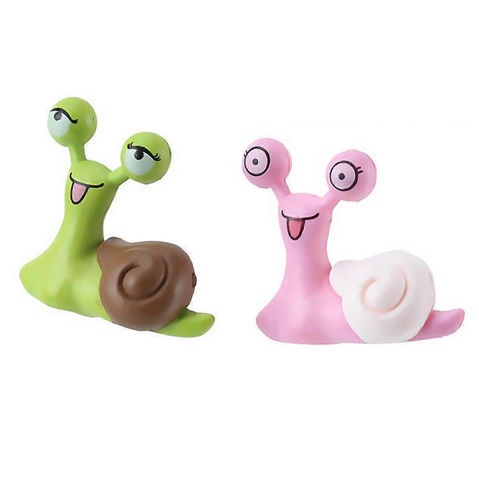 2 Pcs Garden Ornament Snail Shape No Fade Plastic Snail Fairy Garden Accessorie for Home JIKAIX
