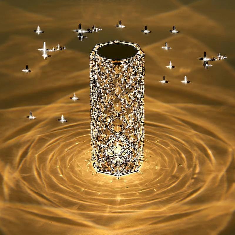 10 Crystal Diamond Table Lamp, Touch Control Bedside Lamp With Usb Port Multicolor Change Creative Romantic Rose Acrylic Led Light