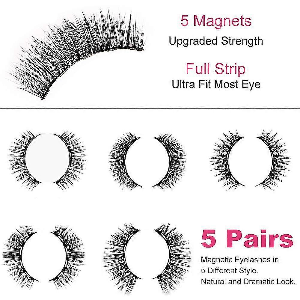 Liquid Eyeliner False Eyelashes - Five Pairs Of Magnetic Lashes With Eyeliner, 5 Pairs