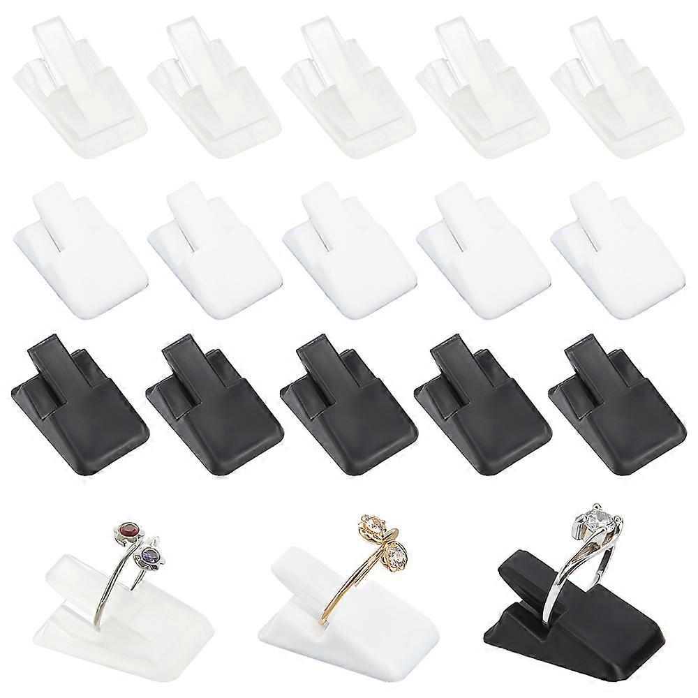36Pcs 3 Colors Plastic Ring Holder Ring Display Stand Rectangle Mixed Color 24x16.5x10mm 12pcs/color