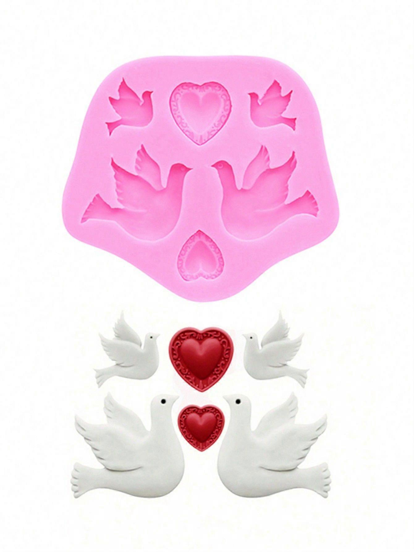 1 stk silikoneform, due & hjerte form harpiks vedhæng dekorationsform, ultralet lerform